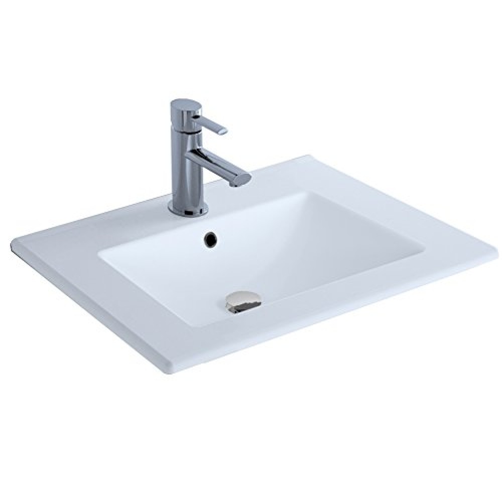 Plan vasque en céramique fine blanche - Studio Kit Comfort CYGNUS BATH