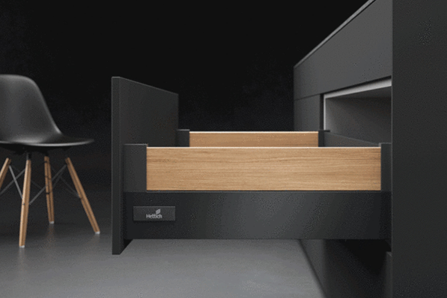 tiroir noir design hettich