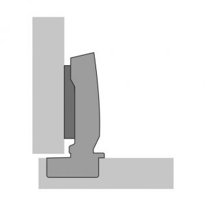Angle charnière 95° et 110° d’ouverture – 90° entre porte et caisson