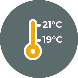 picto température d'une pièce de vie entre 19 et 21 degrés