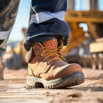 travailleur en sécurité dans ses bottes de chantier