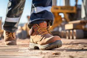 travailleur en sécurité dans ses bottes de chantier