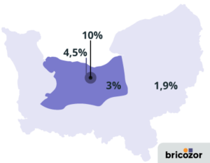 pourcentage de vélotafeurs en Normandie, dans le calvados, à Mondeville et chez Bricozor