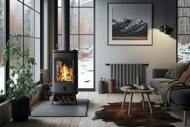 poêle à bois scandinave maison design hiver