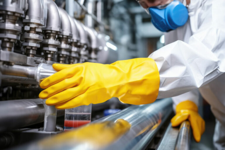 gants de protection pour manipuler des produits chimiques dangereux