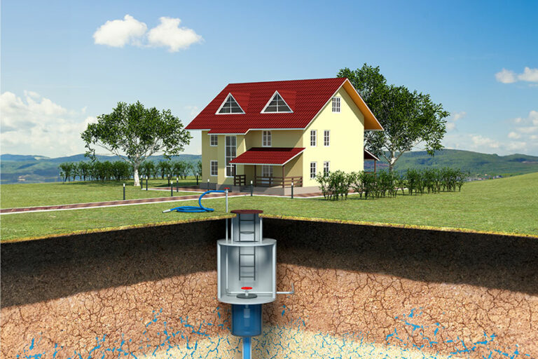 illustration 3D en coupe du système de chauffage par géothermie du puits canadien