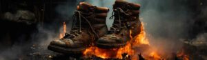 chaussures de sécurité dans le feu