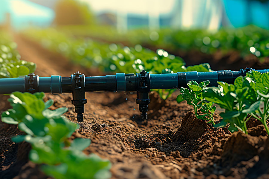 arrosage plantes légumes dans champs irrigation goutte à goutte