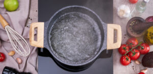 faire bouillir de l’eau dans une marmite et une casserole sur une cuisinière à induction dans la cuisine faire bouillir de l'eau dans une marmite et une casserole sur une cuisinière à induction dans la cuisine