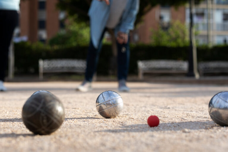 terrain de pétanque dans le jardin