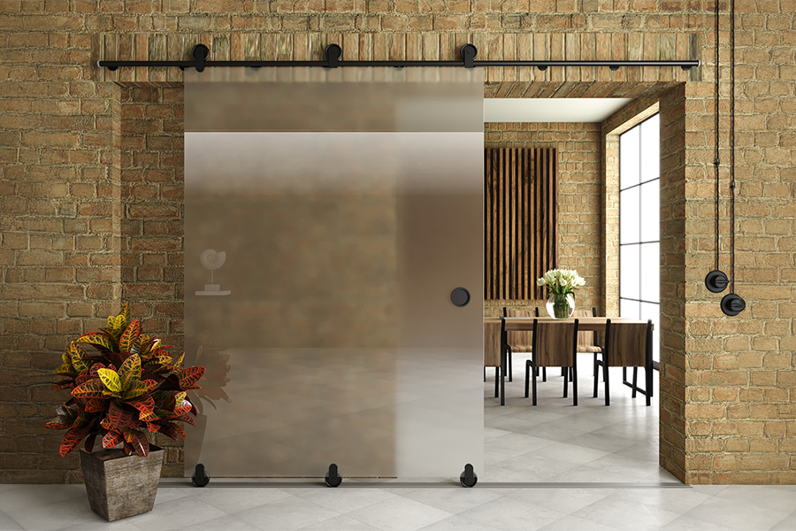 porte coulissante en verre moderne dans la chambre