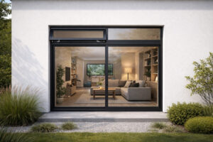 baie vitrée avec une imposte ouvrante