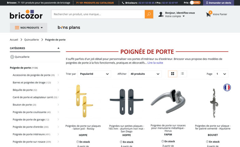 Catégorie poignée de porte sur Bricozor.com