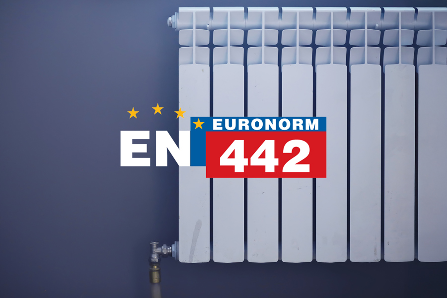 picto norme en 442 sur un radiateur eau chaude