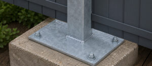 platine large pour une meilleure résistance des poteaux de la clôture pleine en pvc gris anthracite
