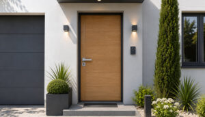 porte d'entrée en composite effet bois
