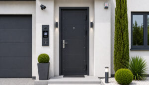 porte d'entrée blindée en acier haute sécurité avec vidéo surveillance et visiophone