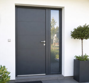 porte tierce en aluminium gris anthracite