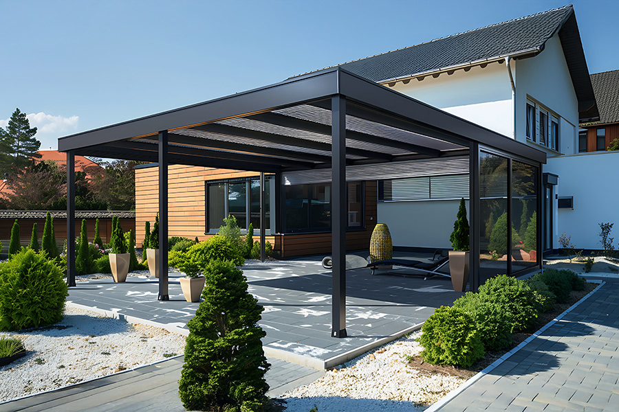 carport moderne en alu thermolaqué qualimarine