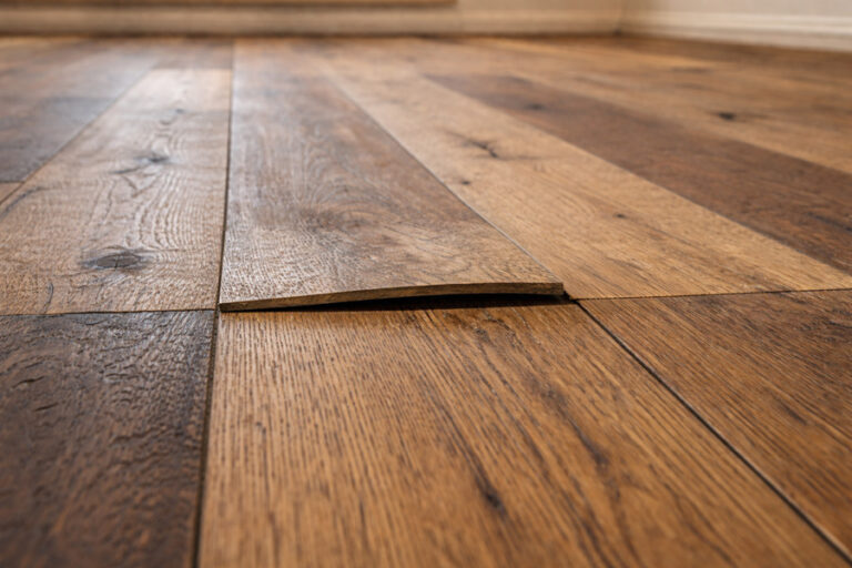 gros plan sur une latte de parquet qui se soulève