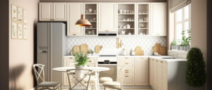 cuisine moderne avec des meubles hauts