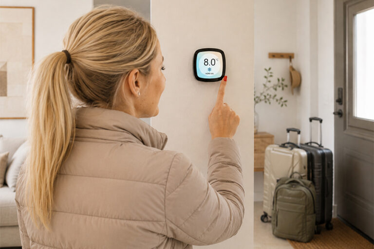programmer son thermostat d'ambiance en hors gel pour que les radiateurs électriques ne chauffent pas pendant les vacances